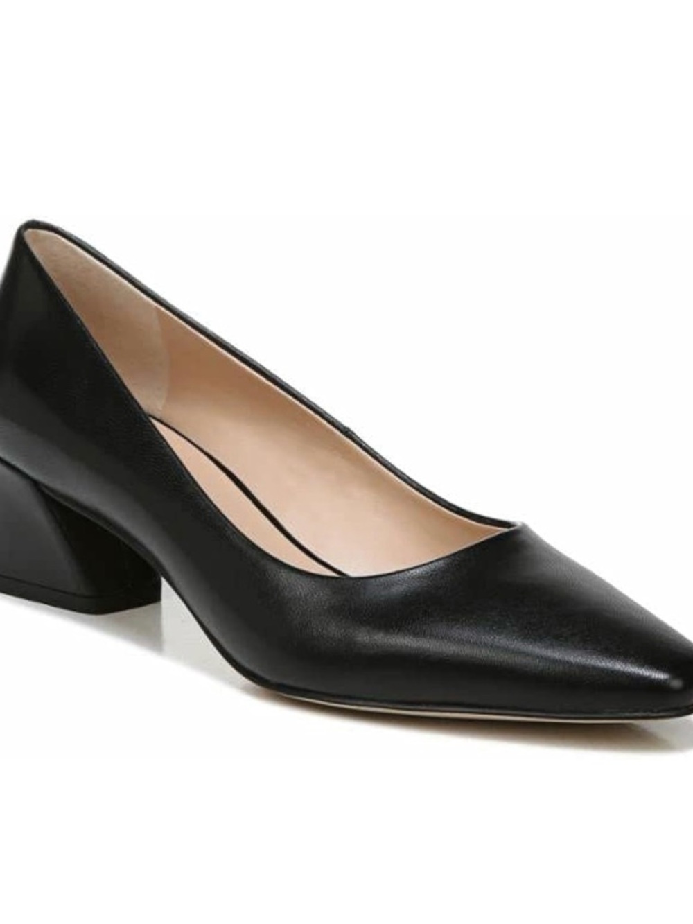 Franco Sarto Black Pointed Low Block Heel Pump